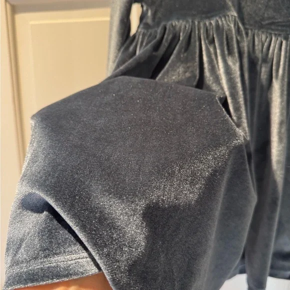 Pink Chicken Gray Velvet Kids Dress - Picture 6 of 8